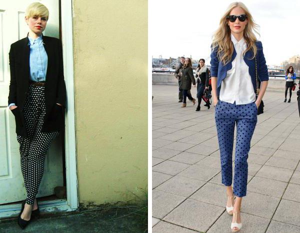 what to wear with polka dot pants