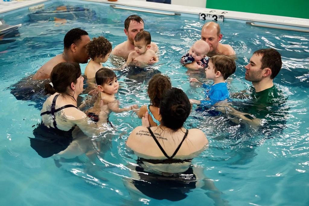 infants swimming in the pool