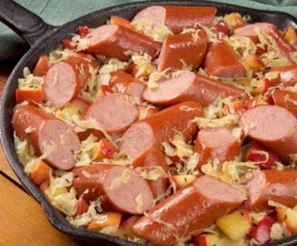 fresh cabbage with sausages