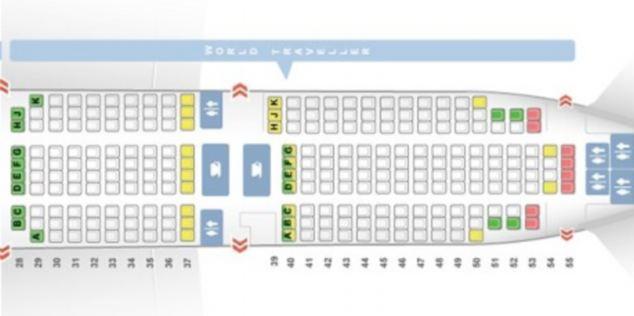 схема расположения мест в самолете