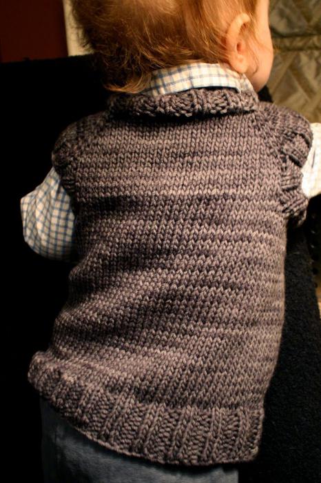 knitting a vest for a boy