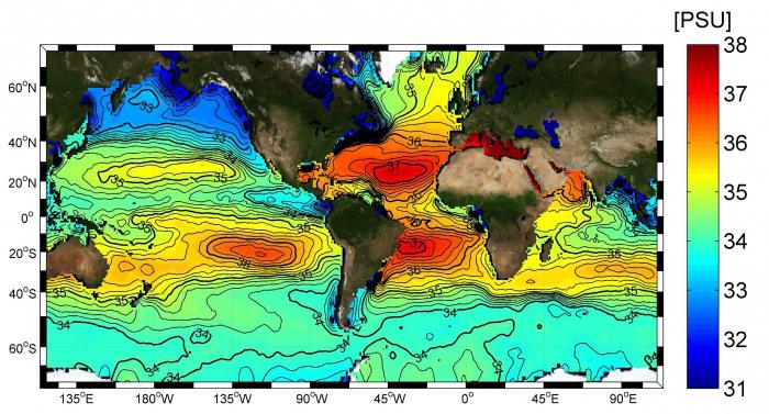 распределение солености в океане