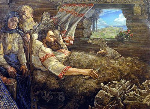 Илья муромец стреляющий по церквям картина васильева