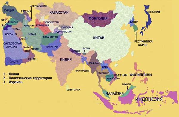 страны зарубежной Азии карта