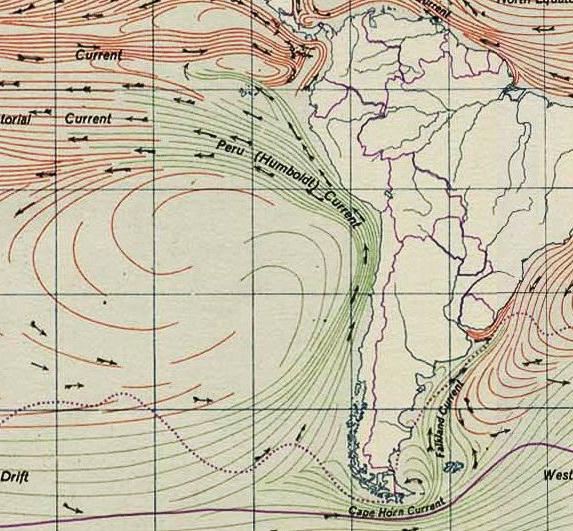 Перуанское течение на карте
