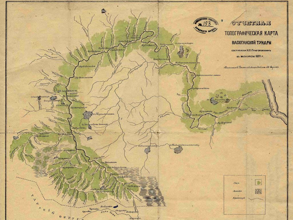 Топографическая карта Васюганские болота