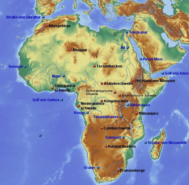 Африка горы карта