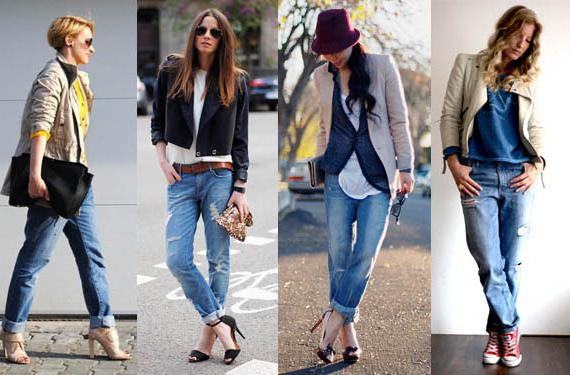 как носить джинсы-бойфренды зимой