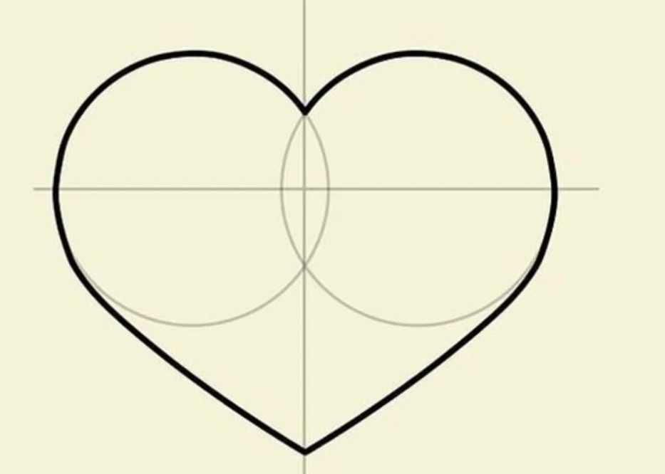 как нарисовать сердечко с помощью кругов