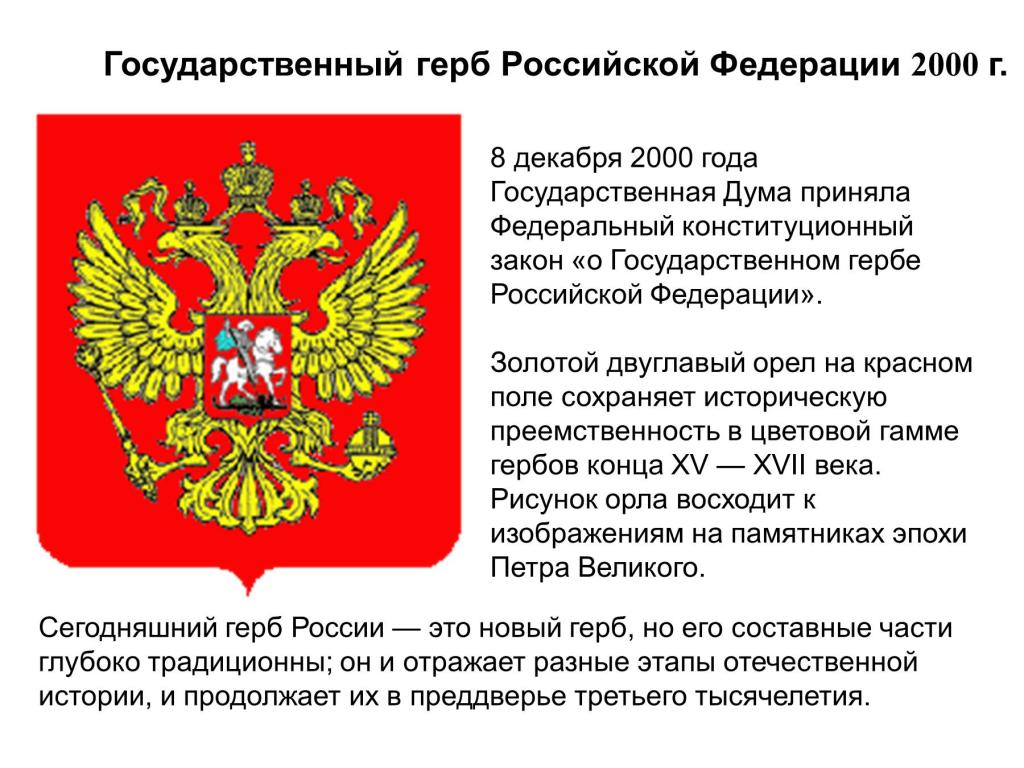 Герб утвержденный в 2000 году Дуумой РФ