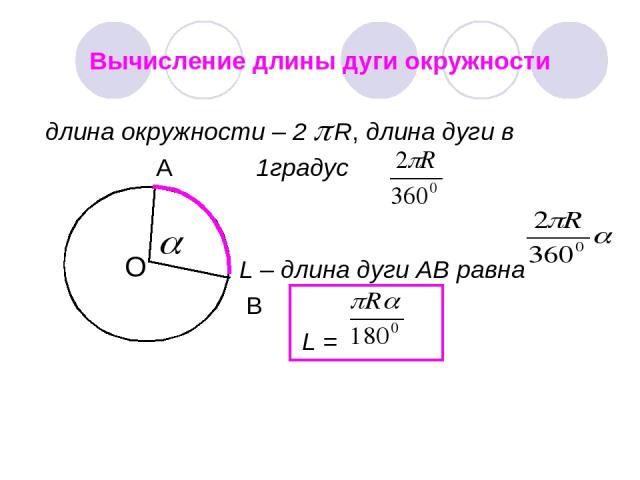 Вычислить длину дуги окружности