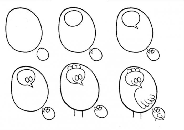 как нарисовать курицу