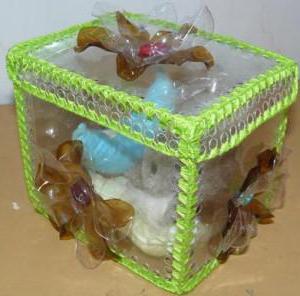 do-it-yourself box of plastic bottles