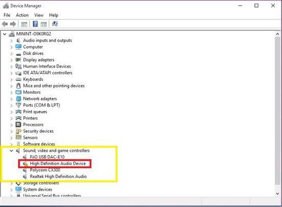 Контроллер high definition audio microsoft windows 10 не работает