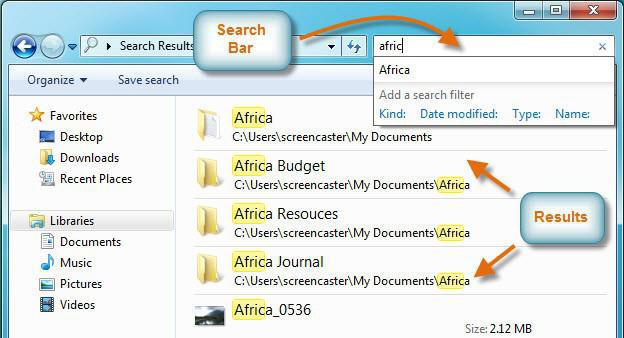 как искать файлы в windows 7