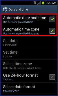 how to change date in galaxy s ii plus