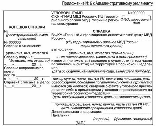 Как выглядит справка об отсутствии судимости через госуслуги в электронном виде образец