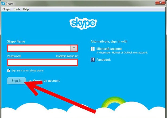 Log in to Skype