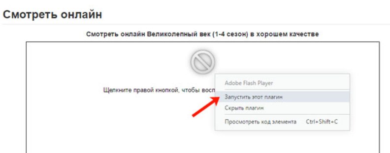 Функциональное меню и активация Adobe Flash Player