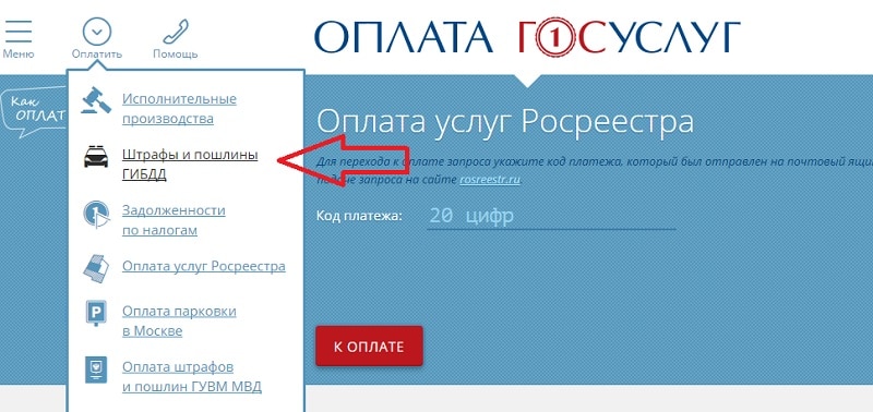 Website "Payment of government services"