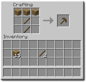 minecraft how to make a wooden pick