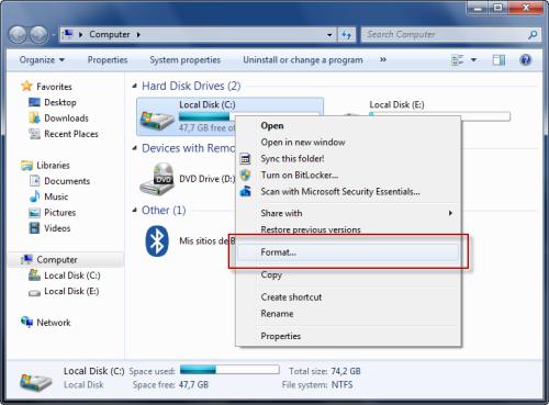 how to format a disk with