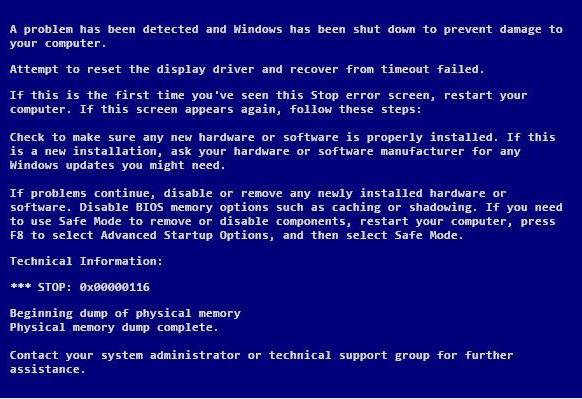 nvlddmkm.sys синий экран Windows 7 0x00000116