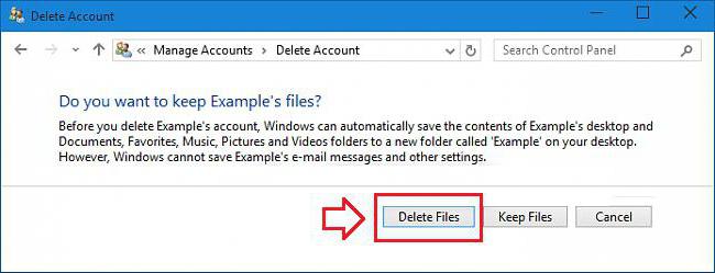 how to delete an account on windows 10