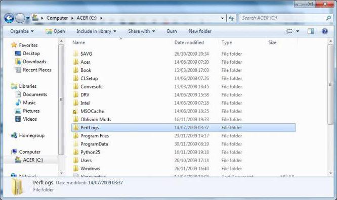 Perflogs что это за папка windows 10