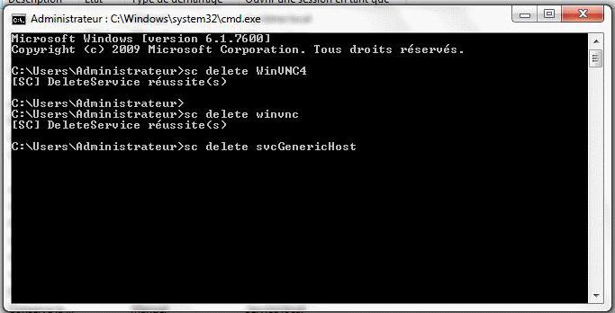 remove windows 7 service from the command line