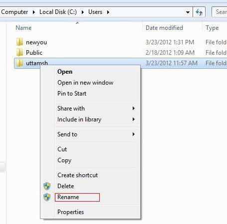 how to rename user folder in windows 8