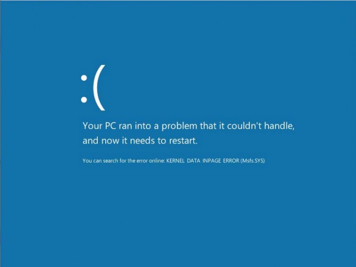 kernel data inpage error на windows 8 