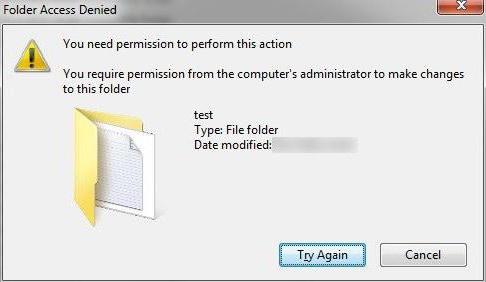 how to request administrator permission to delete a folder