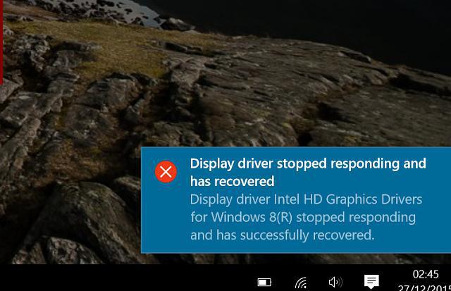 видеодрайвер перестал отвечать и был успешно восстановлен 