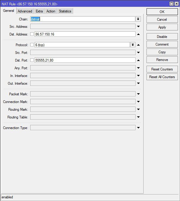 Mikrotik port forwarding from the Internet to LAN