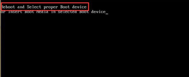 reboot and select boot device proper 