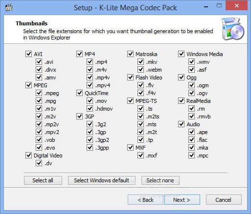 Установка самого полного пакета Mega Codec Pack