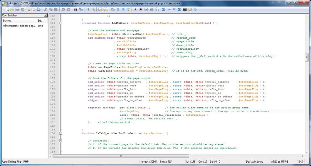 Программный код в текстовом редакторе Notepad++