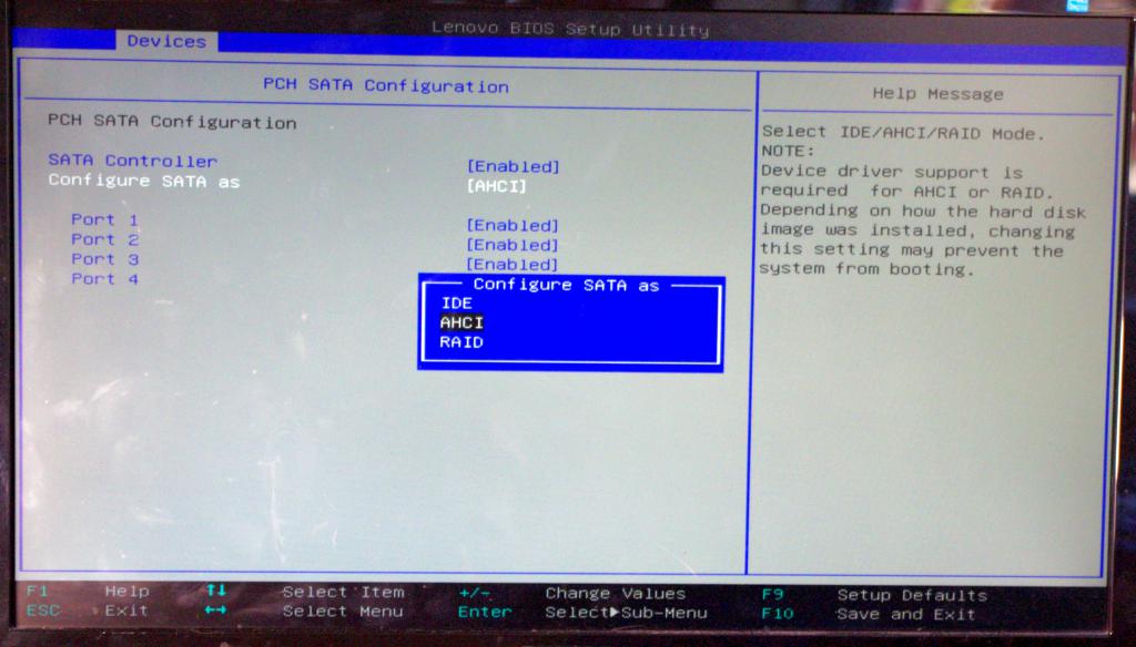 Setting AHCI Mode in BIOS