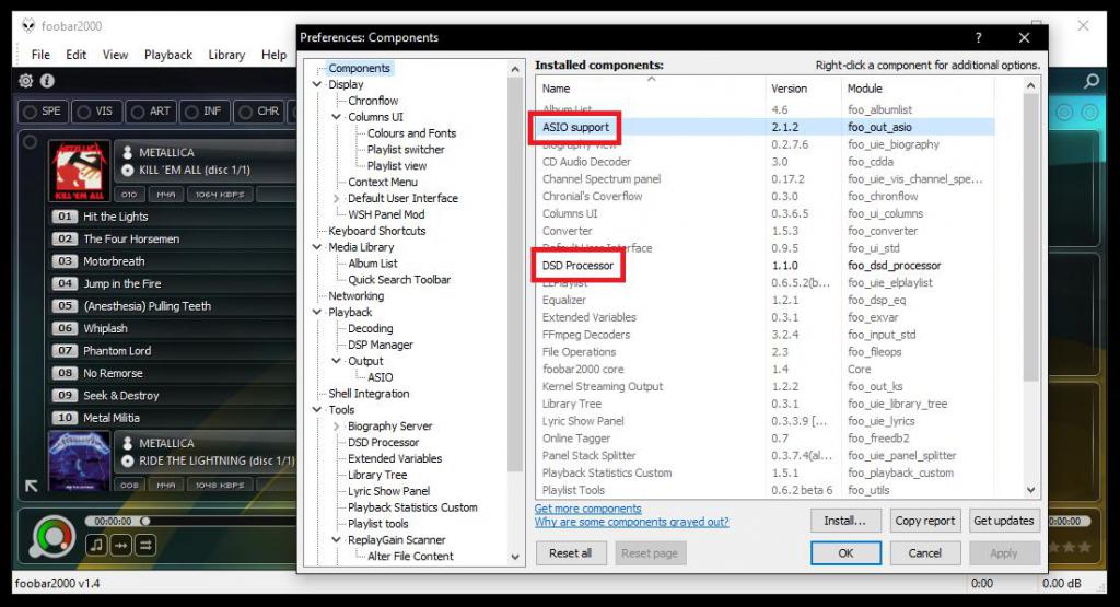 Additional components in foobar2000 player