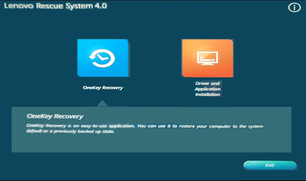 Интерфейс утилиты OneKey Recovery