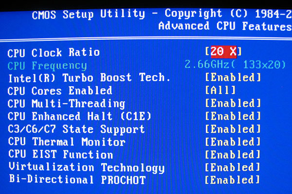 Активация Intel Turbo Boost в BIOS