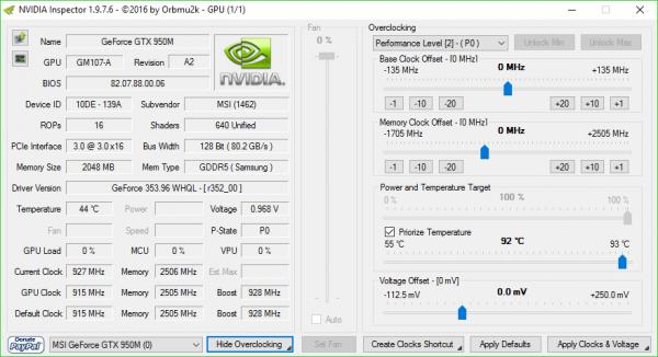 Разгон видеокарты в программе NVIDIA Inspector