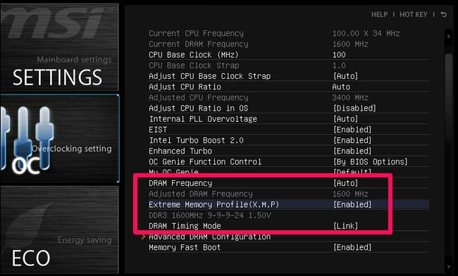 Режим разгона Extreme Memory Profile