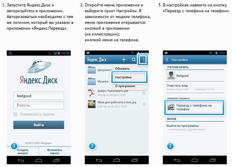 Перенос контактов с "Яндекс.Диска" на другое устройство