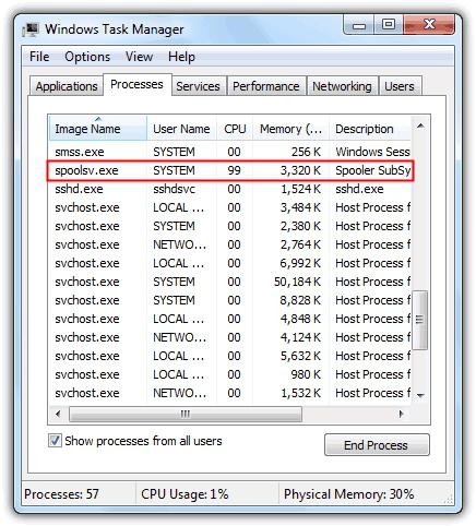 Spoolsv exe ошибка приложения windows xp