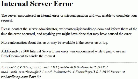 internal server error 