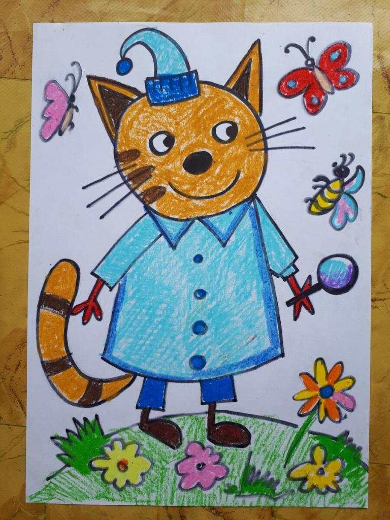 Детский рисунок кота Компота