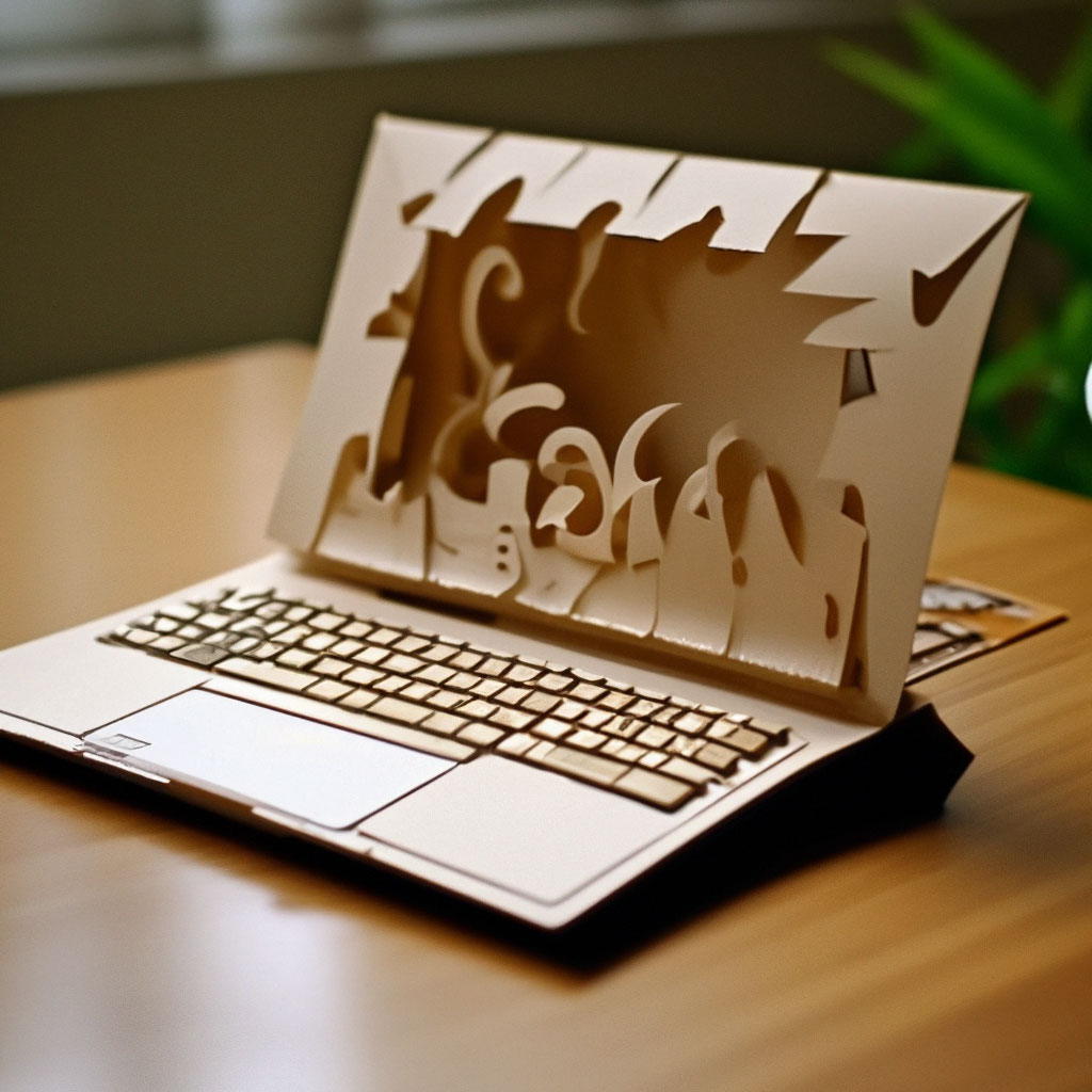 Бумажный ноутбук как открытка