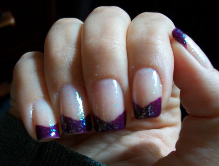 Manicure blue nail polish